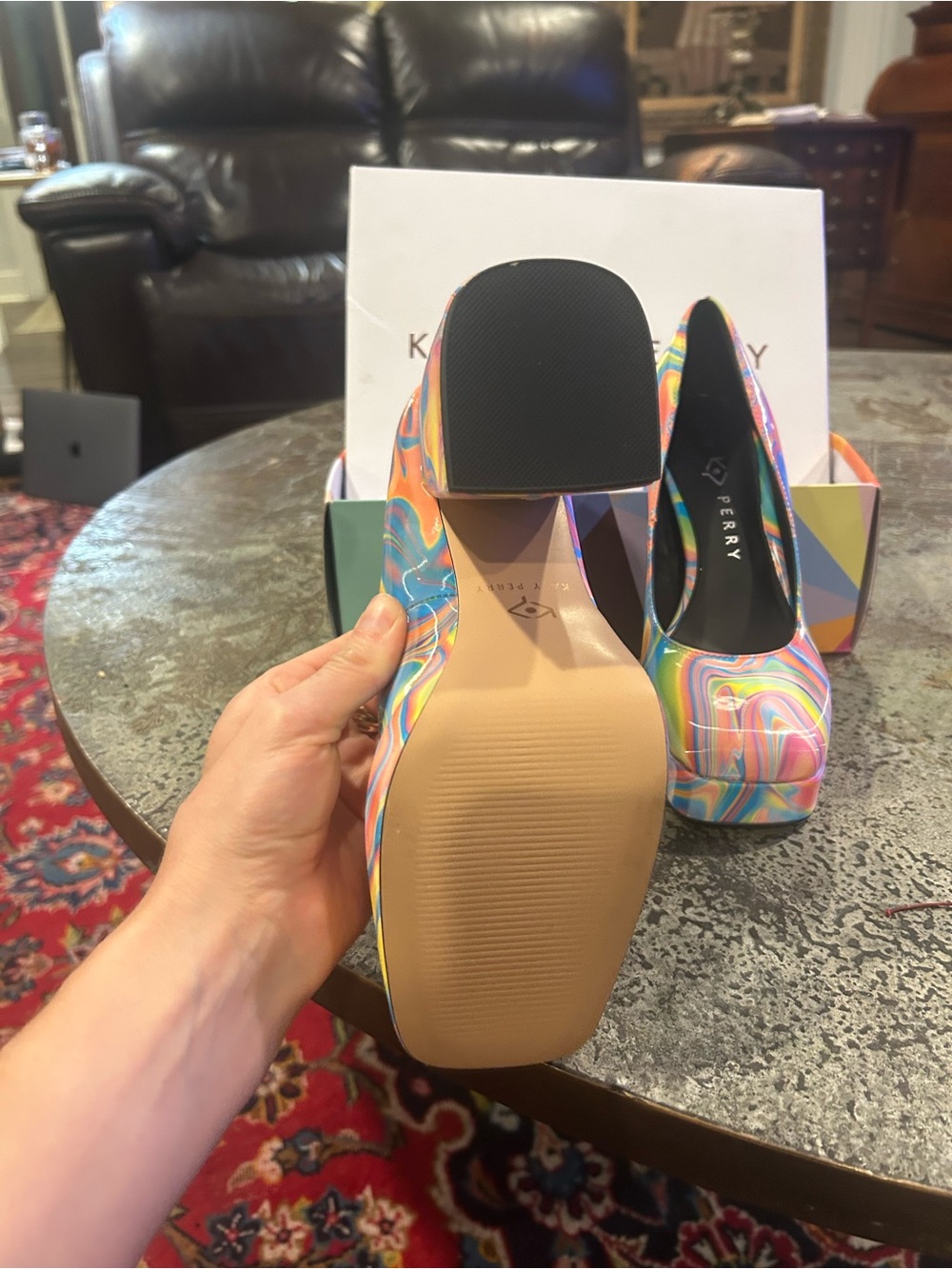 Katy Perry Platform Pump in Multicolor Swirl - Picture 7 of 9
